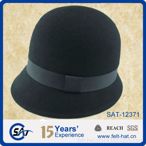 black wool felt bucket winter hat